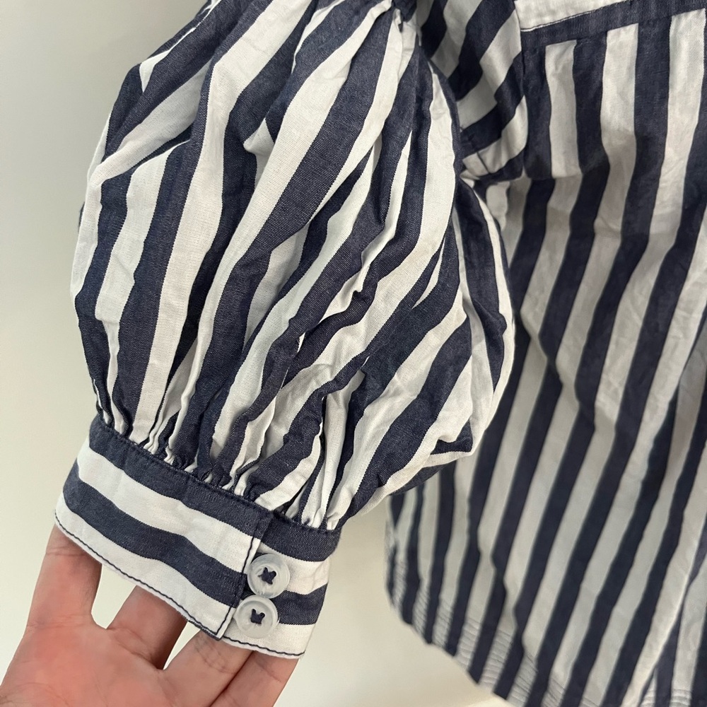 Anthropologie The Darcey‎ Popover Swing Top blue and white stripe pattern XS - Picture 5 of 8